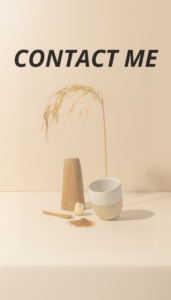 soft tan background with a plant in a pot - link to contact me